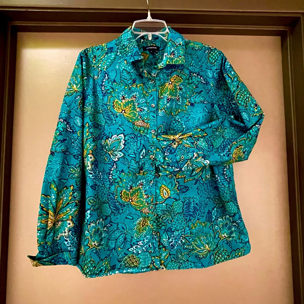 Teal & Yellow Gold Paisley Button Down Shirt
